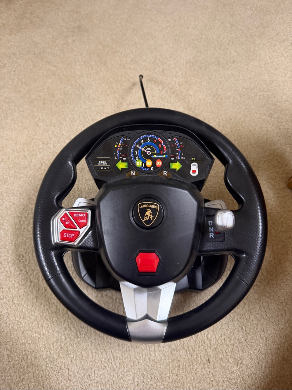 Lamborghini Black Steering Wheel with Red Accent Buttons